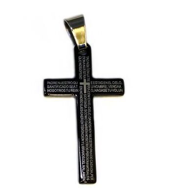 Pendant cross vater unser black inlay