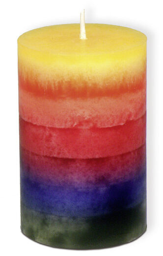 Regenboog kaars 10cm