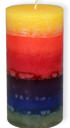 Regenboog kaars 15cm