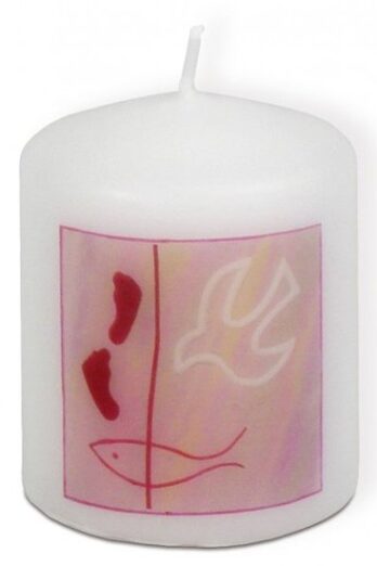 Doopkaars roze duif 6cm