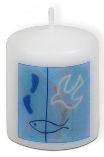 Doopkaars blauw duif 6cm