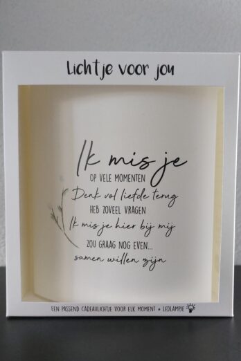 Home & Living>Lichtje voor jou|Troost en bemoediging Lichtje voor jou: Ik mis je op vele momenten