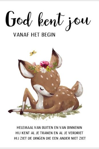 Cadeaubord hertje God kent jou