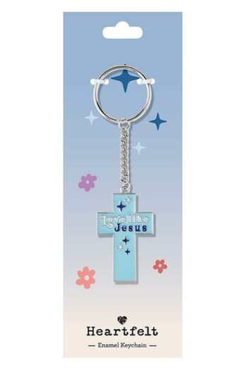 Keyring Cross love like Jesus Blue