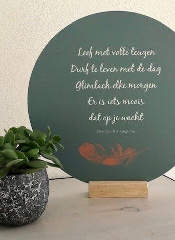 Muurcirkel Leef met volle teugen Groen 35 cm